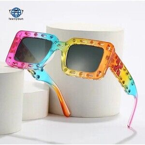 2024 Luxury Brand Designer Square Hollow Out Sunglasses